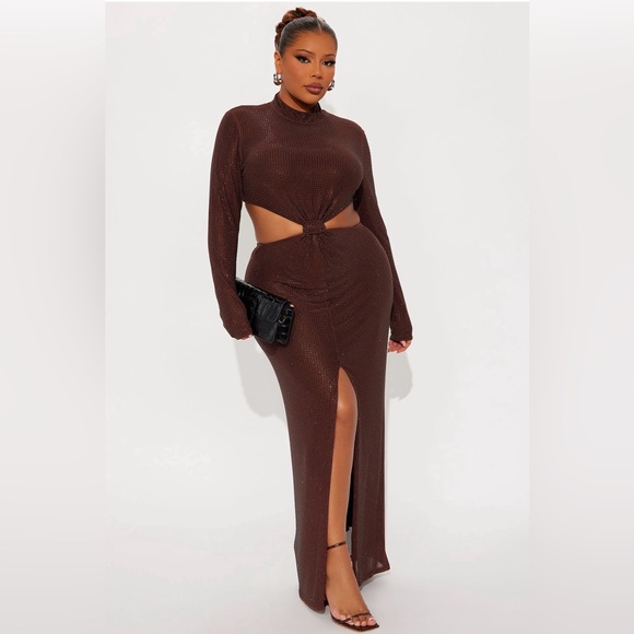 Dresses & Skirts - Fashion Nova Women’s Cutout High-Slit Maxi Skirt in Dark Brown